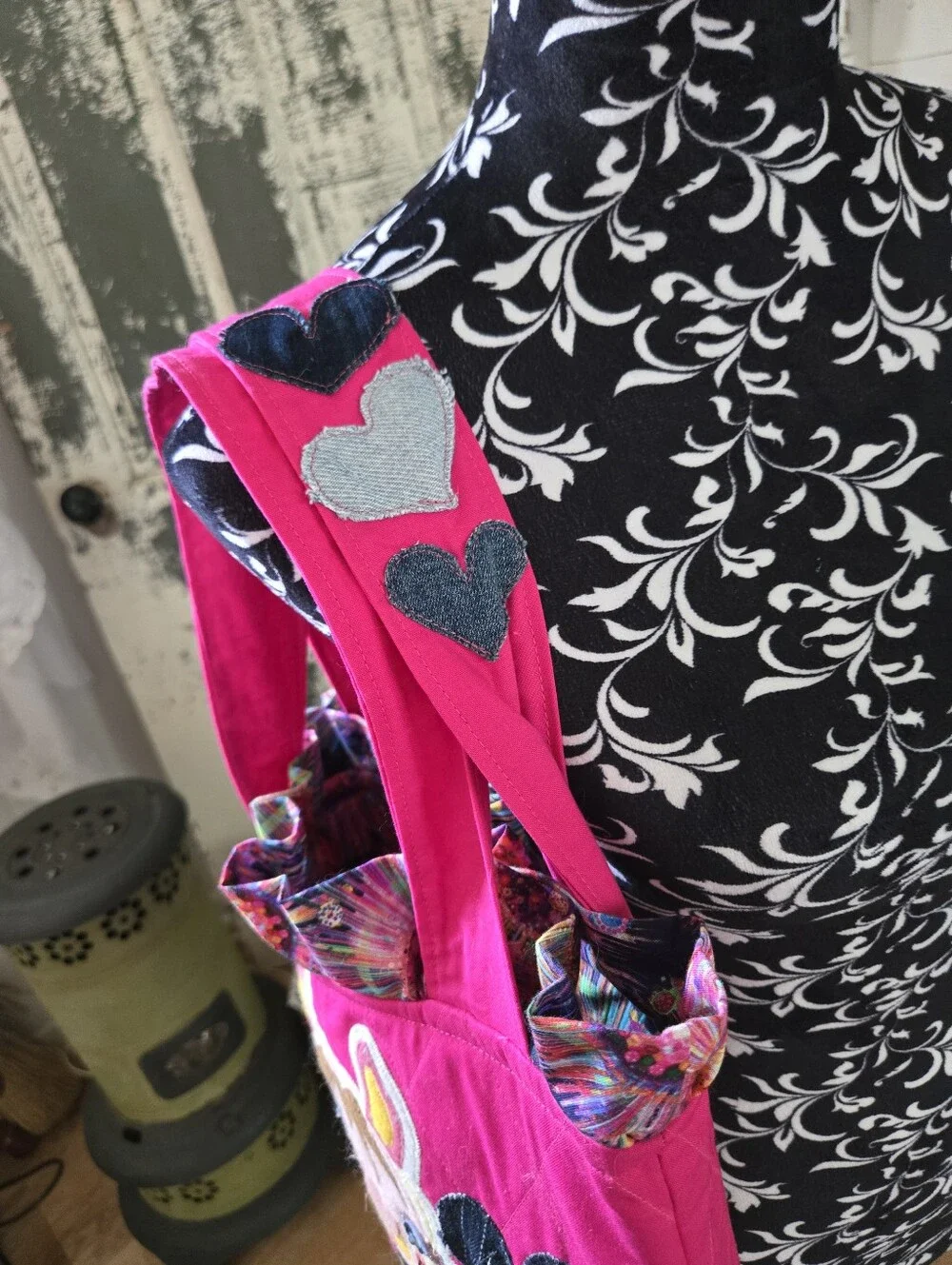 Bright Pink Llama Tote Bag with Heart Appliqués